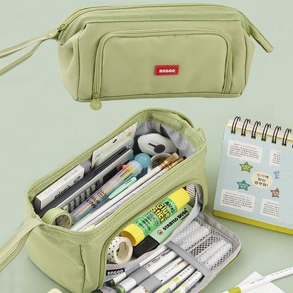 Maximize Your Storage Space with this Large Capacity Canvas Pencil Case!