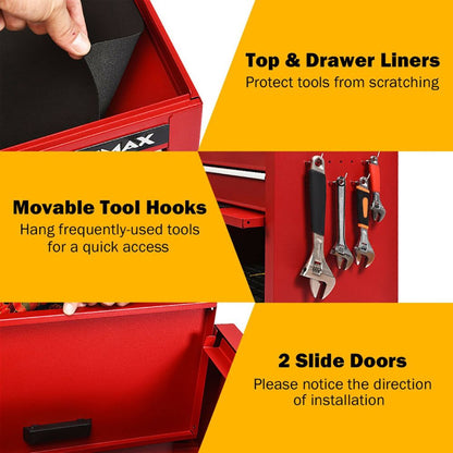 2-in-1 Rolling Tool Chest with 5 Sliding Lockable Drawers