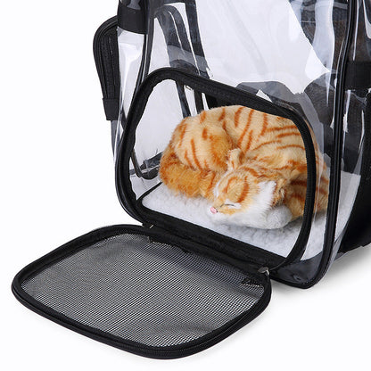 Transparent Pet Backpack Cat Backpack Carrier for Small Dog Kittens Breathable Mesh Window Travel Carrier Bag Weight up To 10lbs for Puppy Kitty Travel