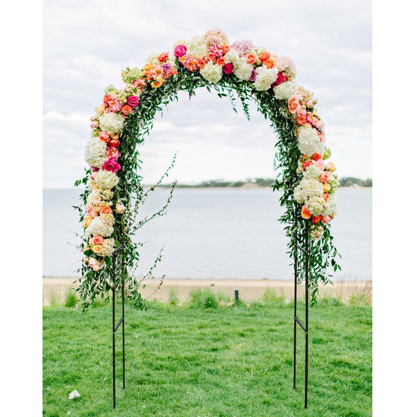 78"H x 45"W Metal Garden Arch Trellis; Adjustable Arbor Trellis for Garden Climbing Plants Support or Wedding Decor,Black
