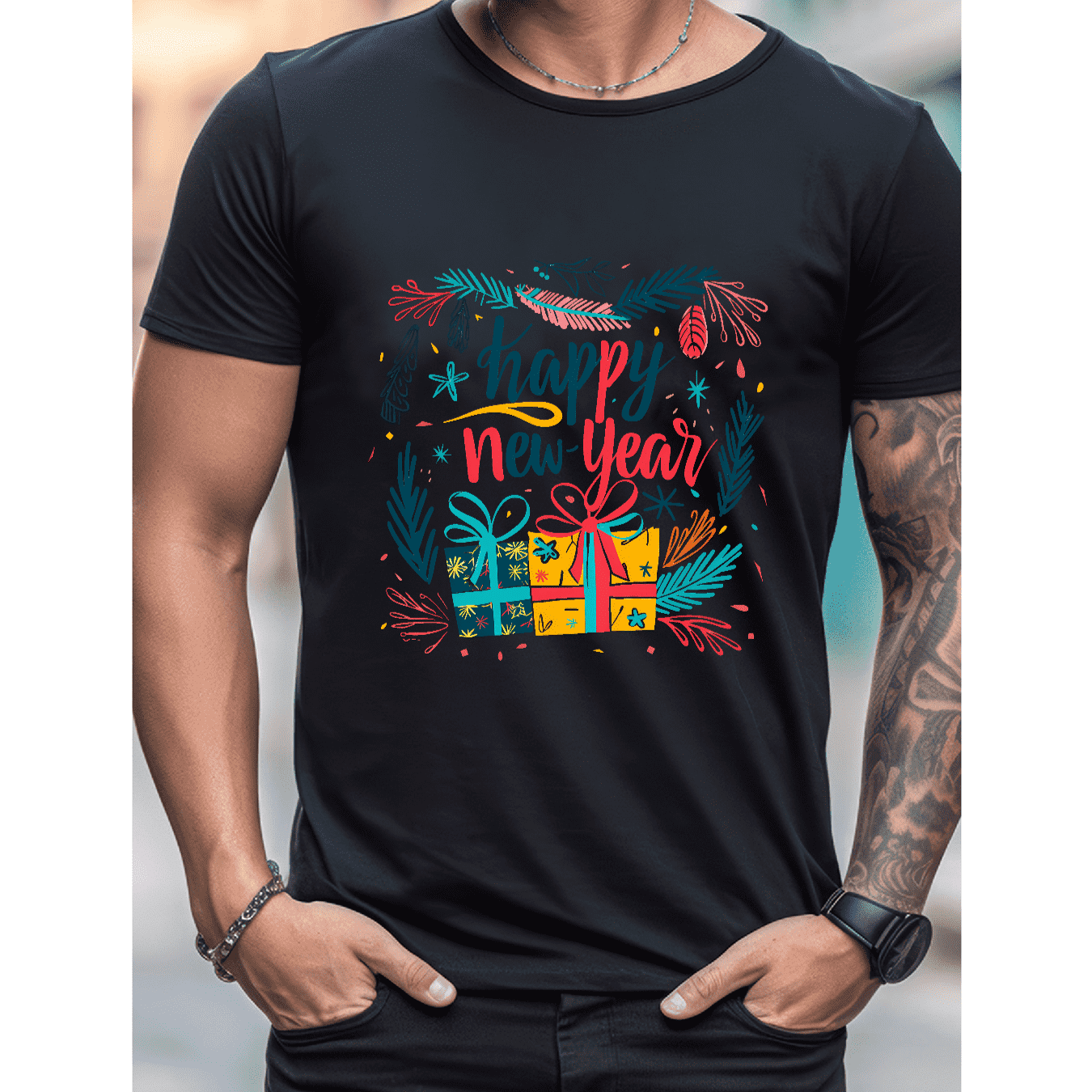 2025 New Year Cotton T-Shirt for Men - Stylish & Comfortable Short Sleeve Tee for All Seasons