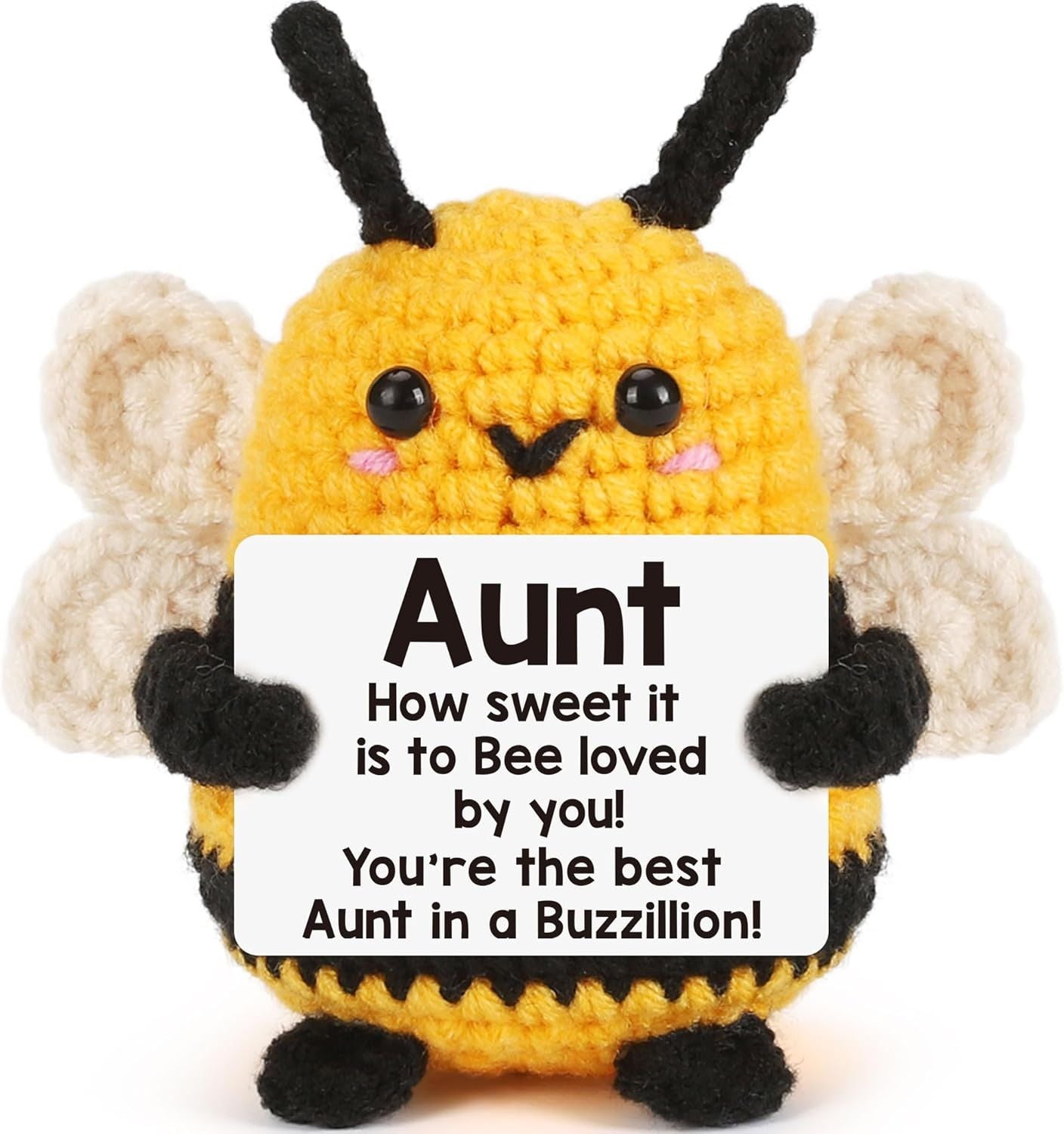 Emotional Valentines Bee Gifts for Aunt Auntie, from Niece Nephew, Aunt Gift for Christmas, Birthday, Auntie Mothers Day, Christmas - Handmade Crochet Bee for Easter Basket Essentials