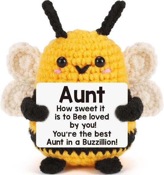 Emotional Valentines Bee Gifts for Aunt Auntie, from Niece Nephew, Aunt Gift for Christmas, Birthday, Auntie Mothers Day, Christmas - Handmade Crochet Bee for Easter Basket Essentials