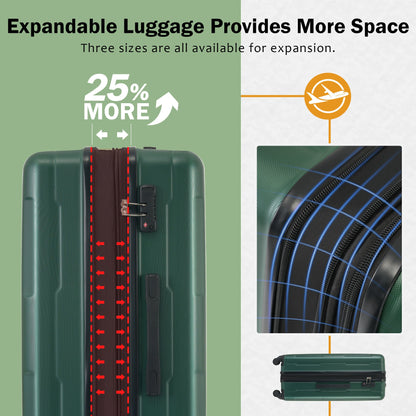 2 Piece Luggage Set with Bags Expanable Spinner Wheels ABS Lightweight Suitcase with TSA Lock 20inch+28inch
