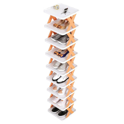 9Tier Narrow Entryway Shoe Rack Free Standing Vertical Shoe Organizer Plastic Shoes Storage Shelf Closet Hallway