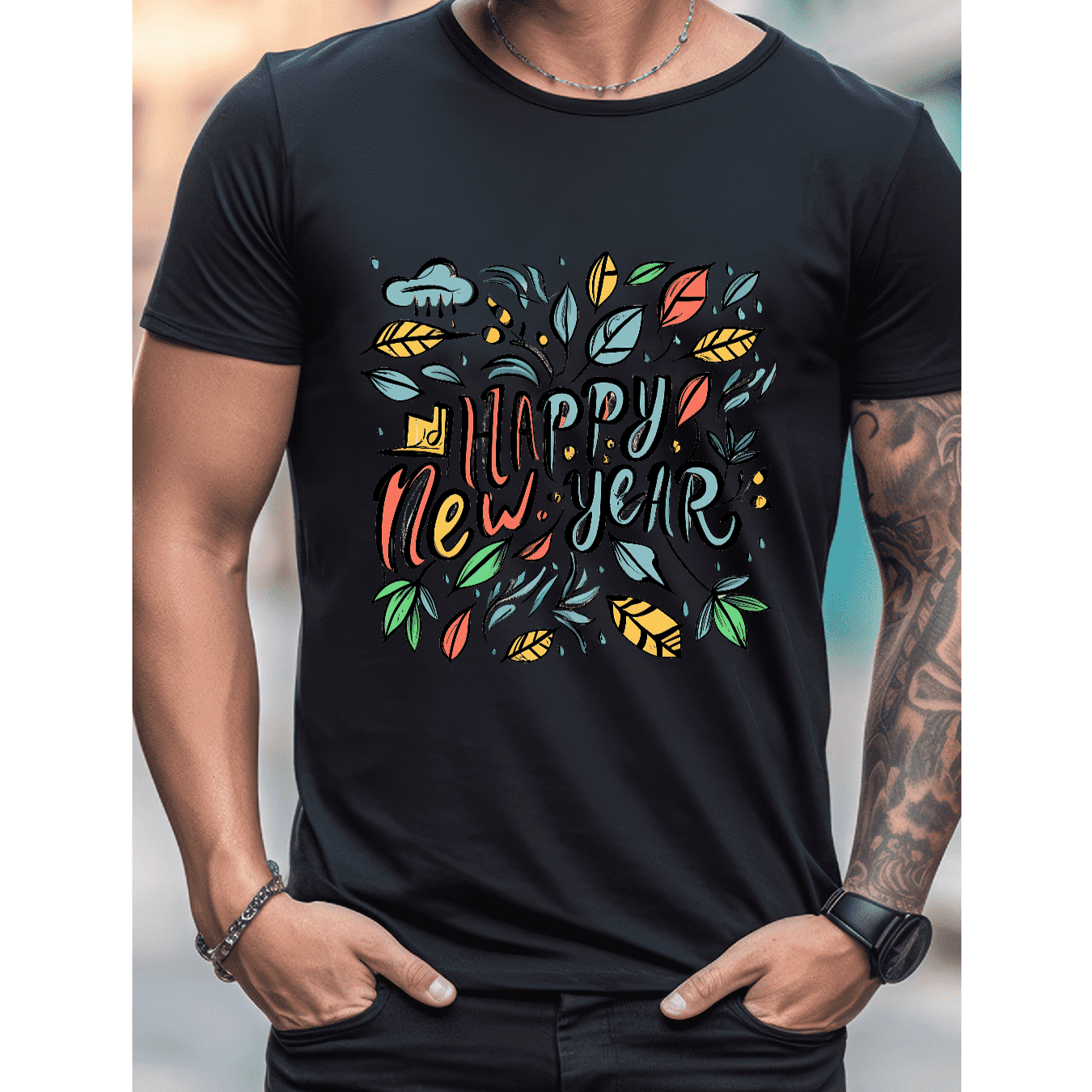 2025 New Year Cotton T-Shirt for Men - Stylish & Comfortable Short Sleeve Tee for All Seasons