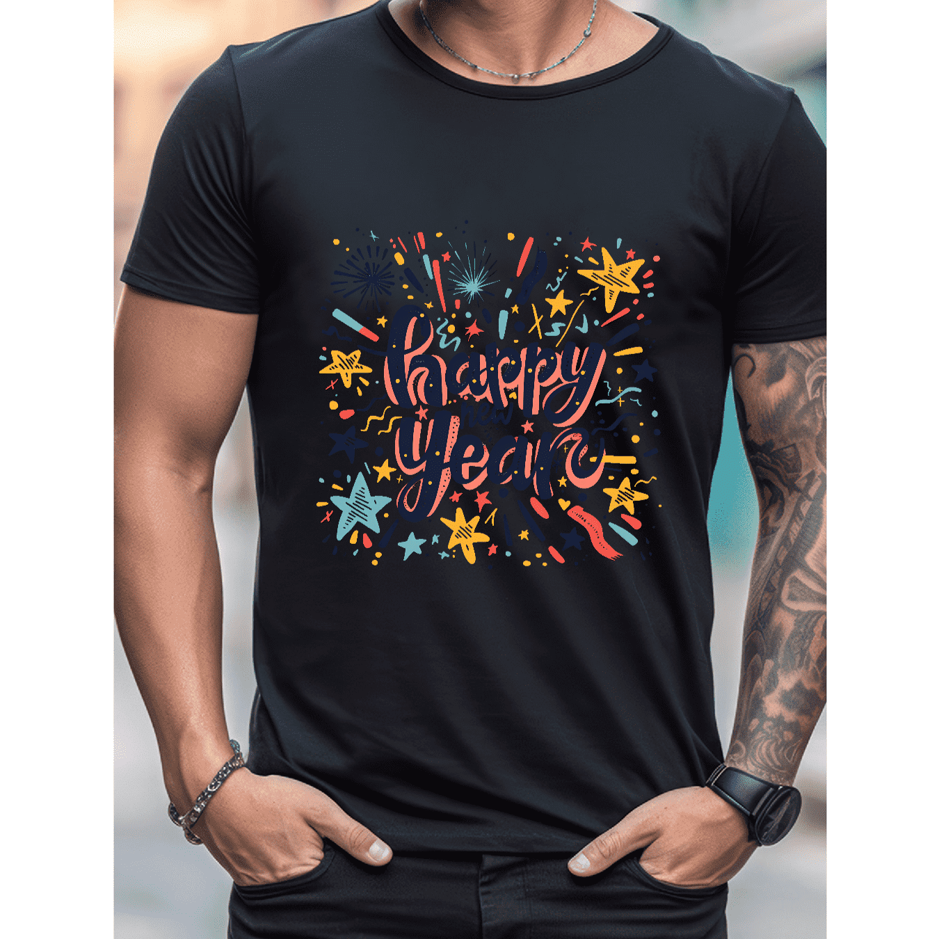 2025 New Year Cotton T-Shirt for Men - Stylish & Comfortable Short Sleeve Tee for All Seasons