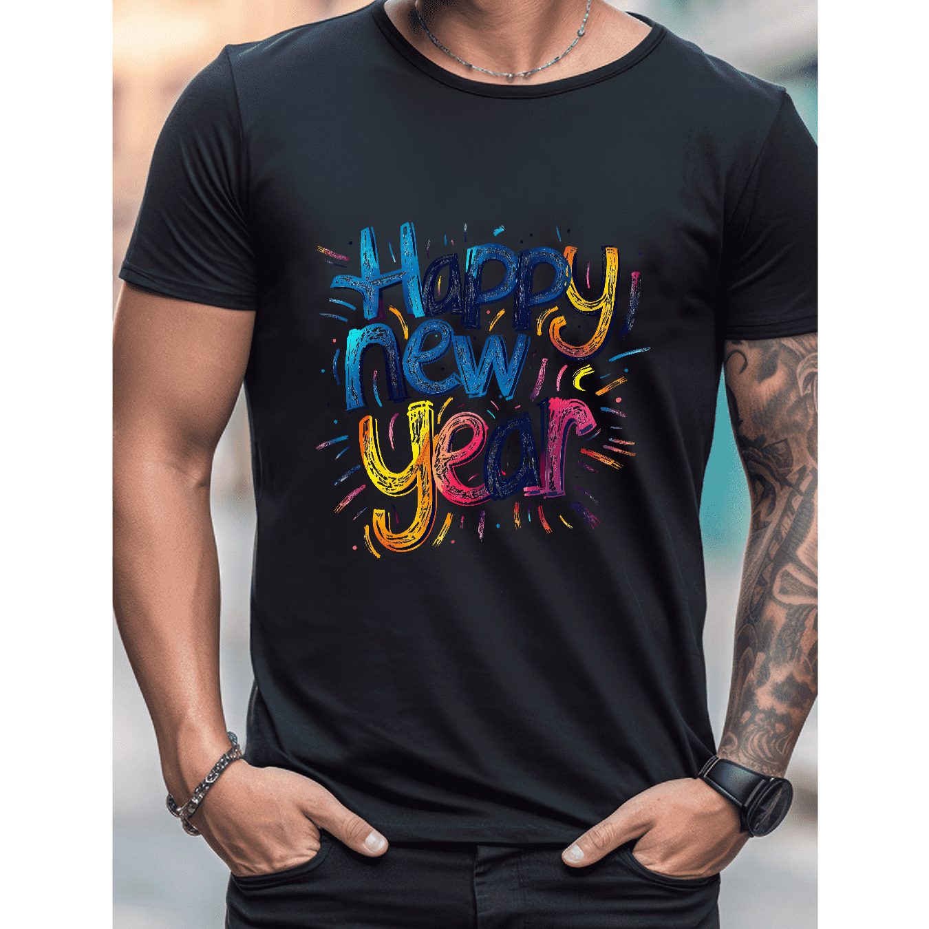 2025 New Year Cotton T-Shirt for Men - Stylish & Comfortable Short Sleeve Tee for All Seasons