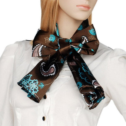 Blando Dark Brown Paisley & Flower Pattern Elegant Extremely Soft Silk Scarf/Wrap/Shawl(Small)