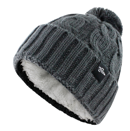 Fear0 NJ Warmest Plush Insulated Lining Knit Cable Cuff Fold Beanie Hat Women