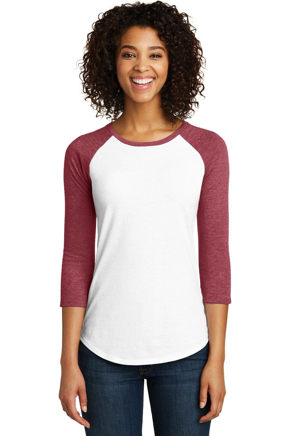District Women's Fitted Very Important Tee 3/4-Sleeve Raglan DT6211