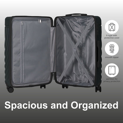 Luggage Sets ABS Hardshell 3pcs Luggage, Lightweight Durable Suitcase sets Spinner Wheels Suitcase with TSA Lock 20''24''28'' Available(Dark Green)