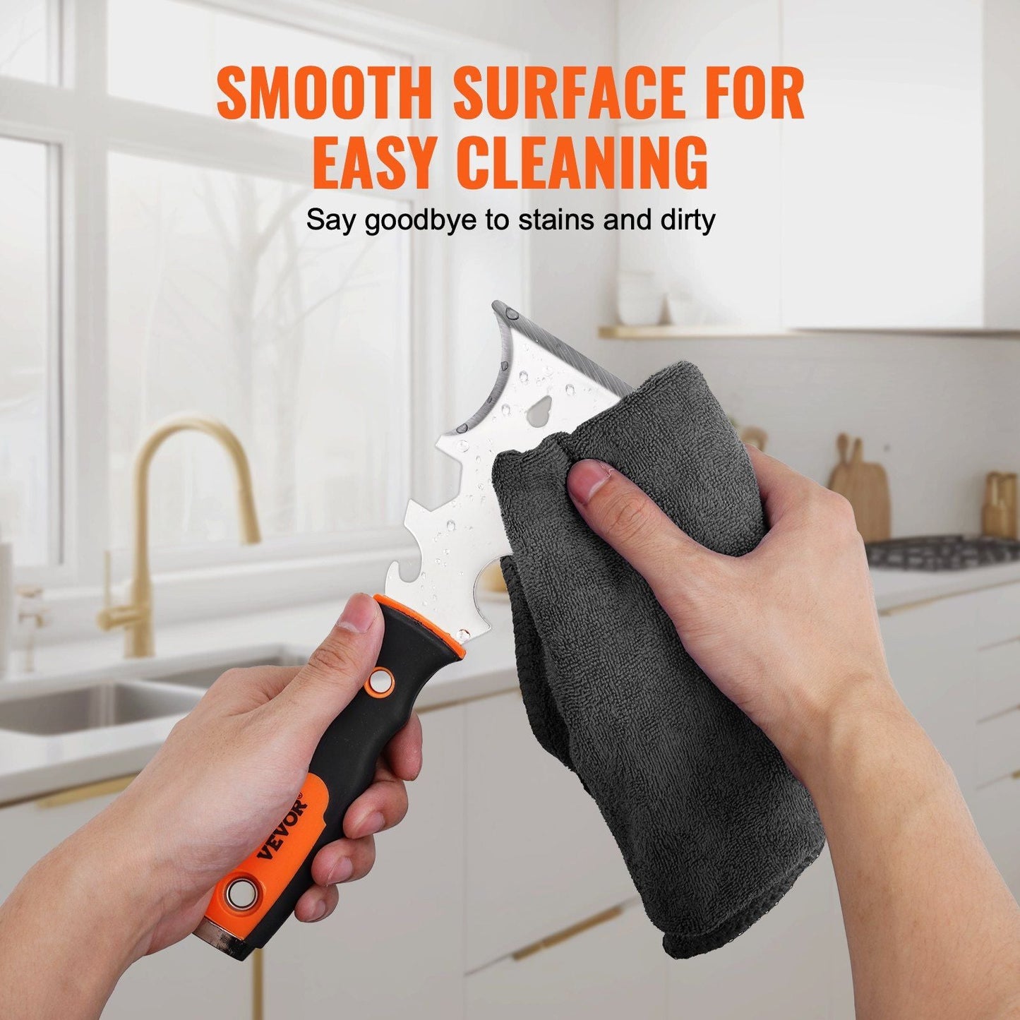VEVOR Drywall Knife Set, 6 PCS Drywall Tools Includes 3" Painter Scraper, Two Putty Knives, Two Taping Knives and 12" Mud Pan, Stainless Steel Spackle Tool, Drywall Finishing Tools for Home
