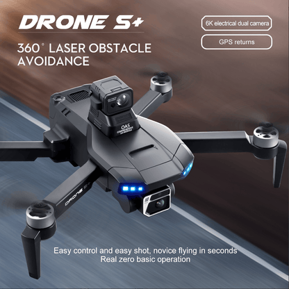 DRONE S+ 6K Electric Tuning Dual-Camera Drone with 360° Laser Obstacle Avoidance, GPS Automatic Return, Perfect Aerial Photography Tool for Beginners with Zero Threshold