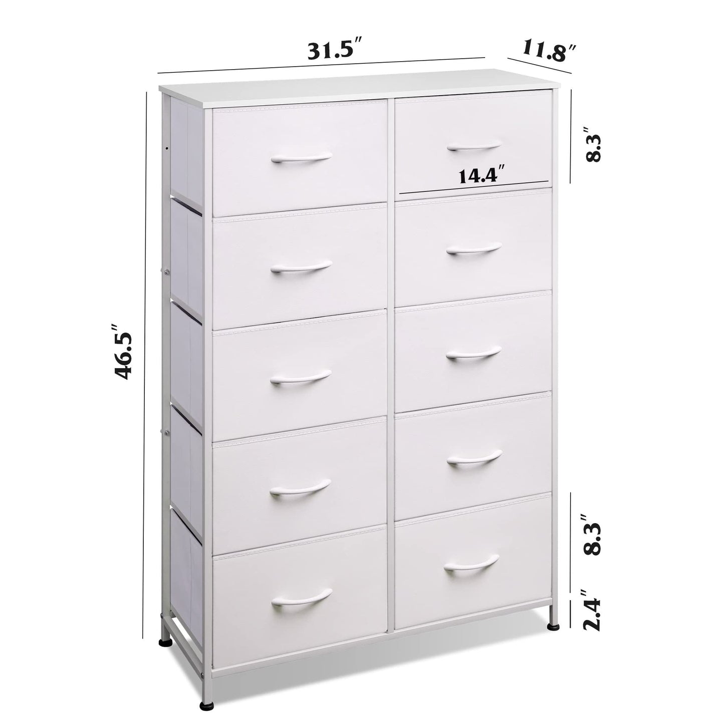 Bedside Table For Bedroom With 10 Fabric Drawers Storage Cabinet Steel Frame Closet For Clothes Storage Display Cabinet