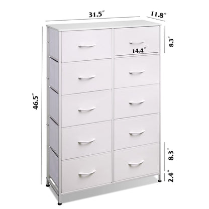 Bedside Table For Bedroom With 10 Fabric Drawers Storage Cabinet Steel Frame Closet For Clothes Storage Display Cabinet
