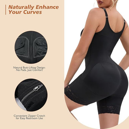 Fajas Colombianas Postpartum Full Shapewear for Women Tummy Control Body Shaper Butt Lifter with Zipper Crotch
