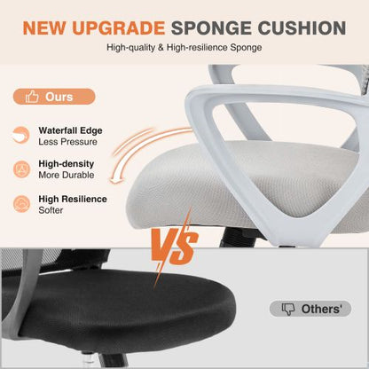 Office Mid Back Ergonomic Mesh Computer Desk Larger Seat Executive Height Adjustable Swivel Task Chair with Lumbar Support