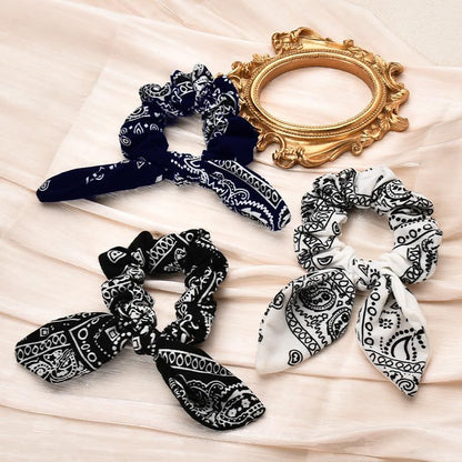 Hair Bow Scrunchy Hair Ties for Girls Ponytail Holders for Women Bunny Ear Scrunchies 3Pcs
