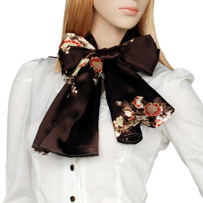 Blando Brown Flowers Floral Patterns Exquisitely Elegant comfy Silk Scarf/Wrap/Shawl(Large)