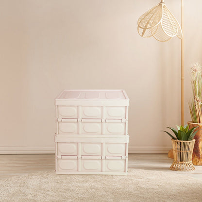 Collapsible Storage Bins With Dustproof Lid Waterproof Interior Bag Handle Stackable Storage Box Container Utility Organizer Crate For Camping Fishing Living Room