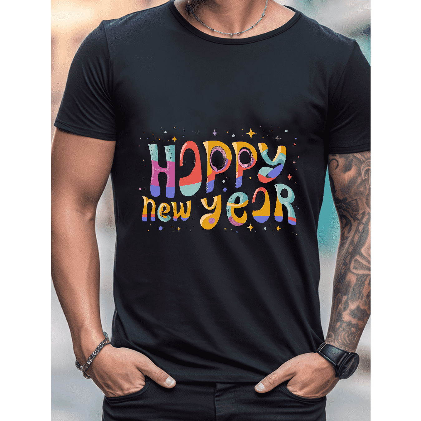 2025 New Year Cotton T-Shirt for Men - Stylish & Comfortable Short Sleeve Tee for All Seasons