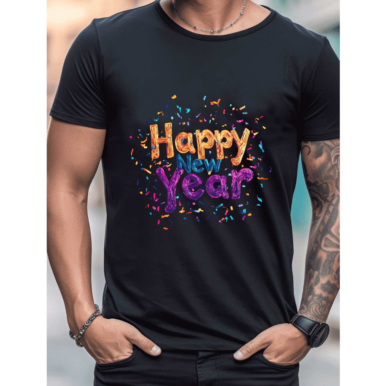 2025 New Year Cotton T-Shirt for Men - Stylish & Comfortable Short Sleeve Tee for All Seasons