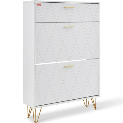 VEVOR Shoe Cabinet with 3 Flip Drawers, Shoe Storage Cabinet for Entryway, Free Standing Shoe Storage Organizer for Heels, Boots, Slippers in Hallway, Living Room