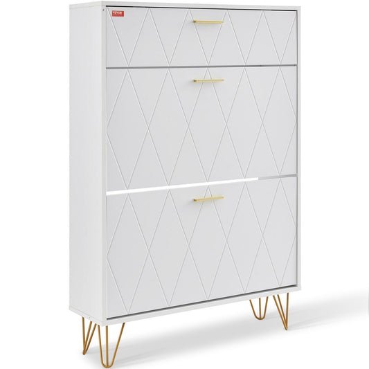 VEVOR Shoe Cabinet with 3 Flip Drawers, Shoe Storage Cabinet for Entryway, Free Standing Shoe Storage Organizer for Heels, Boots, Slippers in Hallway, Living Room