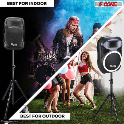 5 Core Speaker Stand Tripod Heavy Duty Adjustable Up to 72 Inch DJ Studio Monitor Stands Pole Mount - SS HD BLK WOB