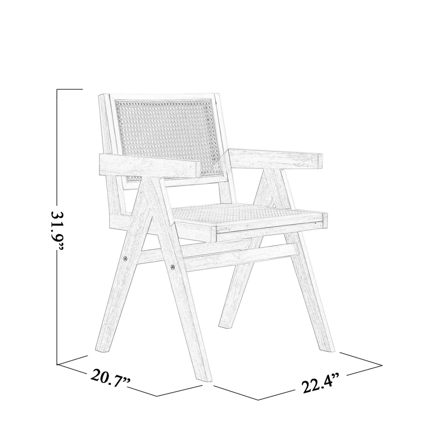 Vintage Solid Wood Rattan Chair, Arm Chair,Dining Chiar, For Dining Room, living Room, Outdoor, Natural