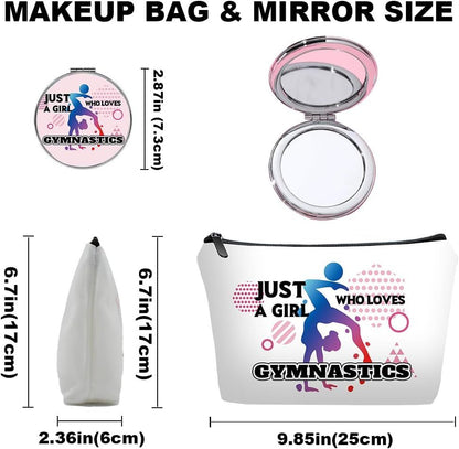 Personalized Gymnastics Travel Makeup Cosmetic Bag set with Mirror for women girls,Bride Bridesmaid Makeup Bag organizer kit for Gymnastics lovers,Sports Gifts for Mom femal Friends,Travel & Daily Use