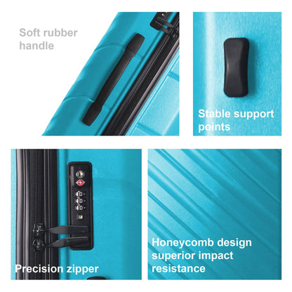 3-Piece Luggage Sets (20", 24", 28"), Suitcase with Wheels, Hardside Suitcase With Four Spinner Wheels and Scratch-Resistant Surface, Peacock Blue