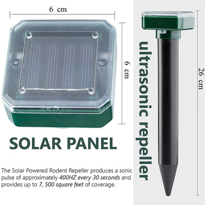 4 pcs Solar Powered Repellent Ultrasonic Outdoor Lawn Garden Snake Rodent Repeller; mouse repeller