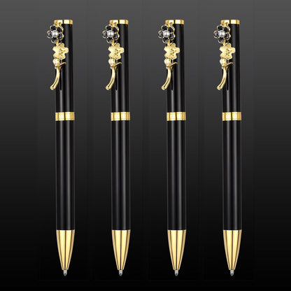 4pcs Ballpoint Pens,Fine Point Smooth Writing Pens,Metal Twist Pretty Pens For Journaling, 1.0 Mm Medium Point Black Ink Cute Pens,Office Supplies Fancy Pen Sets For Women&Men Gift
