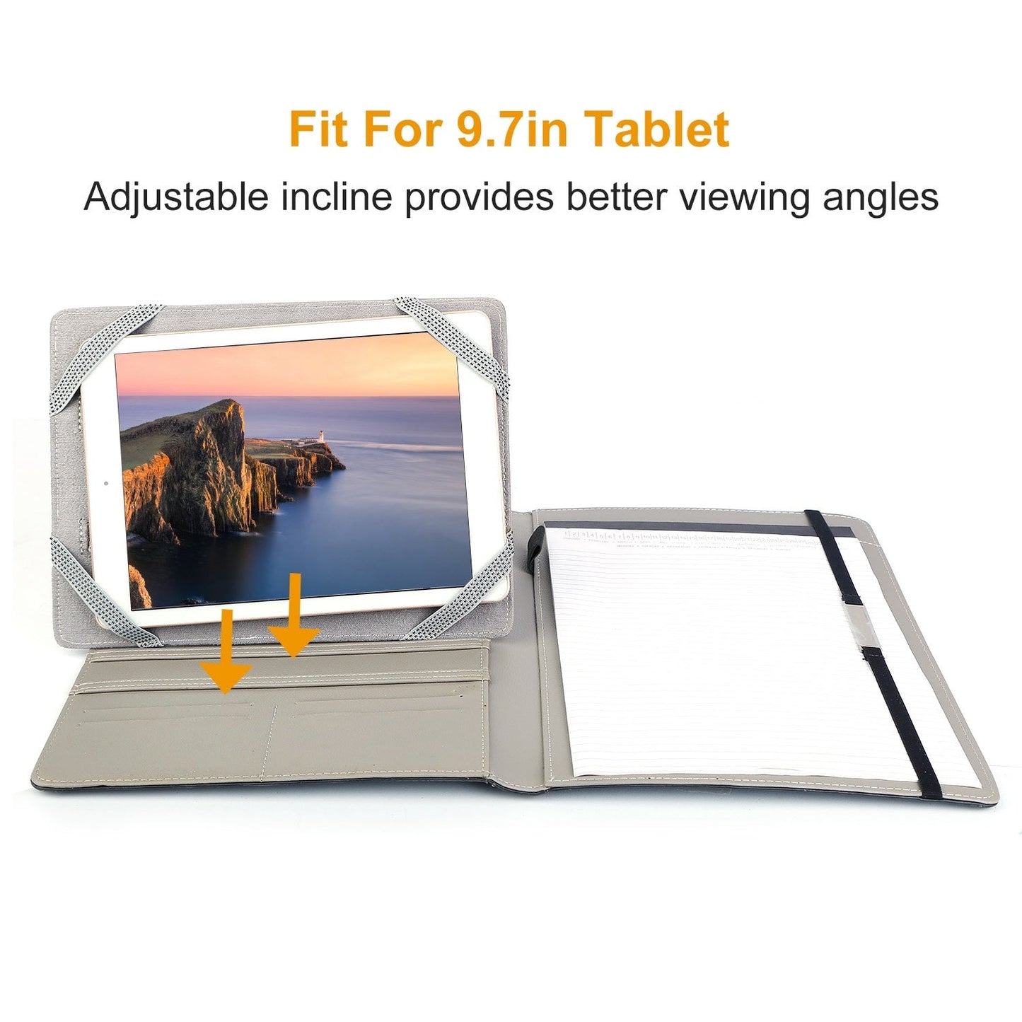 Organizer Case For 9.7in Tablet PC Business Tablet Portfolio with A5 Notepad Paper Pad Card Holder