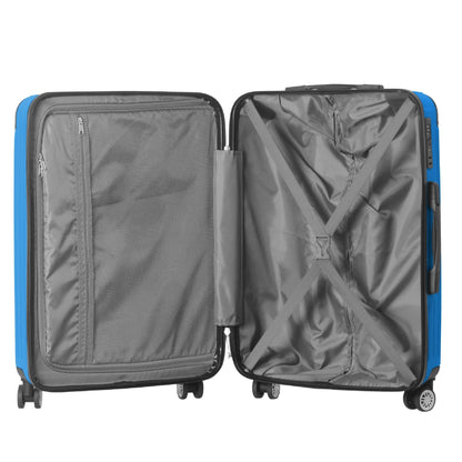 3-Piece Lightweight ABS Hardshell Luggage Set (20", 24", 26") in Deep Blue with Spinner Wheels, TSA Lock, and Adjustable Telescopic Handle - Durable Travel Suitcases