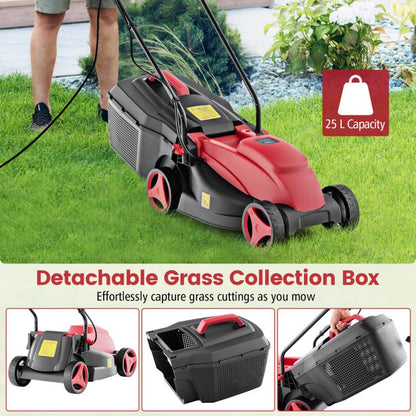 12-AMP 13.5 Inch Adjustable Electric Corded Lawn Mower with Collection Box