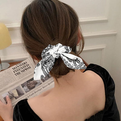 Hair Bow Scrunchy Hair Ties for Girls Ponytail Holders for Women Bunny Ear Scrunchies 3Pcs
