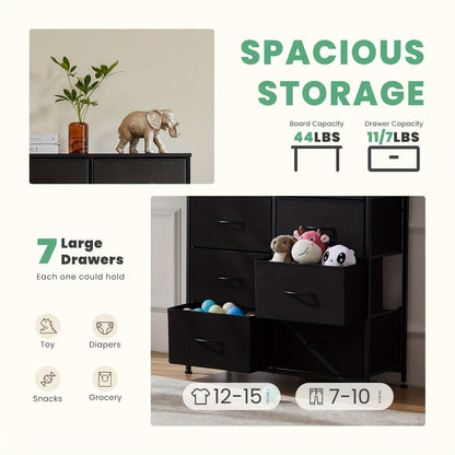 Dresser for Bedroom with 8 Drawers Tall Dresser & Chest of Drawers Fabric Dresser with Wood Top and Sturdy Steel Frame