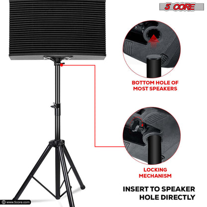 5 Core Speaker Stand Tripod Heavy Duty Adjustable Up to 72 Inch DJ Studio Monitor Stands Pole Mount - SS HD BLK WOB
