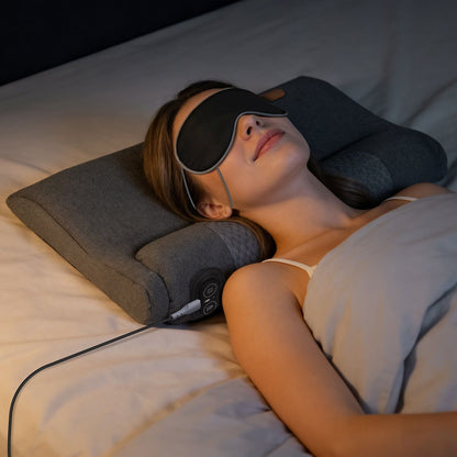 Neck Massager Pillow Ergonomic Massager Memory Foam Pillow with 3-Level Heating 3-Intensity Vibration 30Min Timer for Neck Back Shoulder Pain Relief
