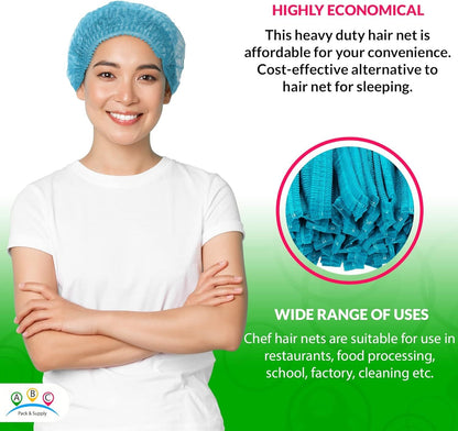 Bouffant Hair Nets 21'; Blue Unisex Disposable Hair Covers for Nurses 1000 Pack; Polypropylene Disposable Hair Caps; Breathable and Lightweight Bouffant Caps with Elastic Band