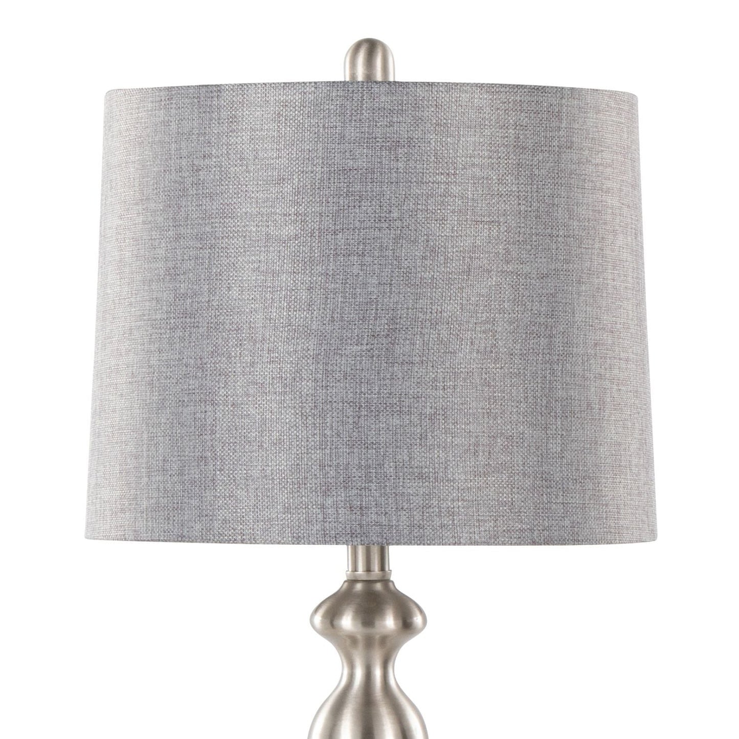 Ashland 27" Contemporary Metal Table Lamp in Brushed Nickel with Grey Textured Linen Shade from Grandview Gallery by - Set of 2