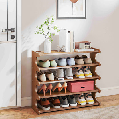 5/6-layer practical storage rack, shoe rack, space-saving design, multi-layer independent storage rack, wood grain finish, easy to assemble, self-supporting cubic shoe storage rack, storage rack, sui