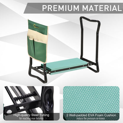 Folding Gardening Kneeling Bench with Large Tool Pouch