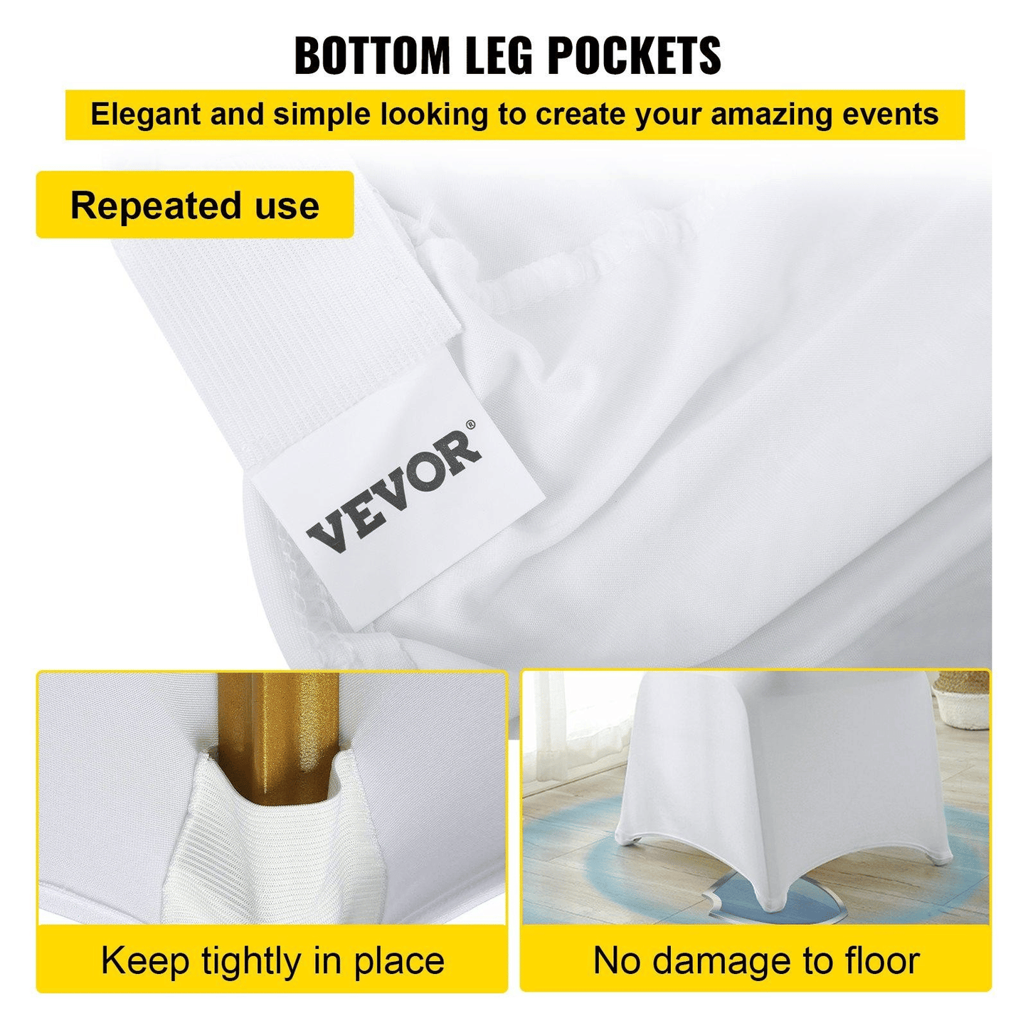 100PCS White Chair Covers Stretch Spandex Folding for Wedding Party Dining