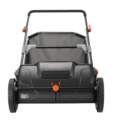 Push Lawn Sweeper, 21inch Leaf & Grass Collector, Strong Plastic Wheels & Heavy Duty Thickened Steel Durable to Use with Large Capacity 3.5 cu. ft. Mesh Collection Hopper Bag, 2 Spinning Brushes