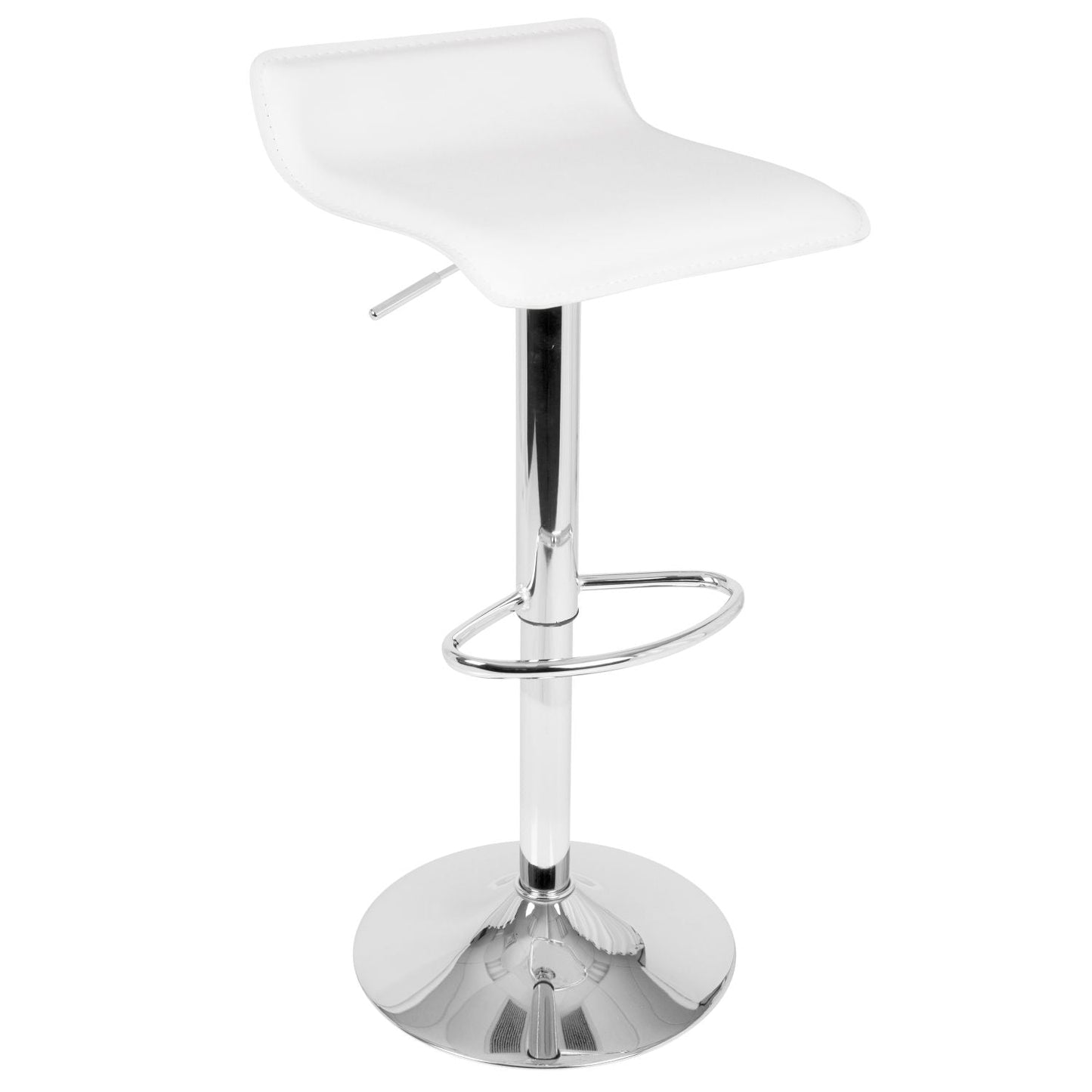 Bistro Square-Ale Contemporary Adjustable Bar Set in Silver and Chrome Metal with White PVC and Oval Footrest by - 3 Piece