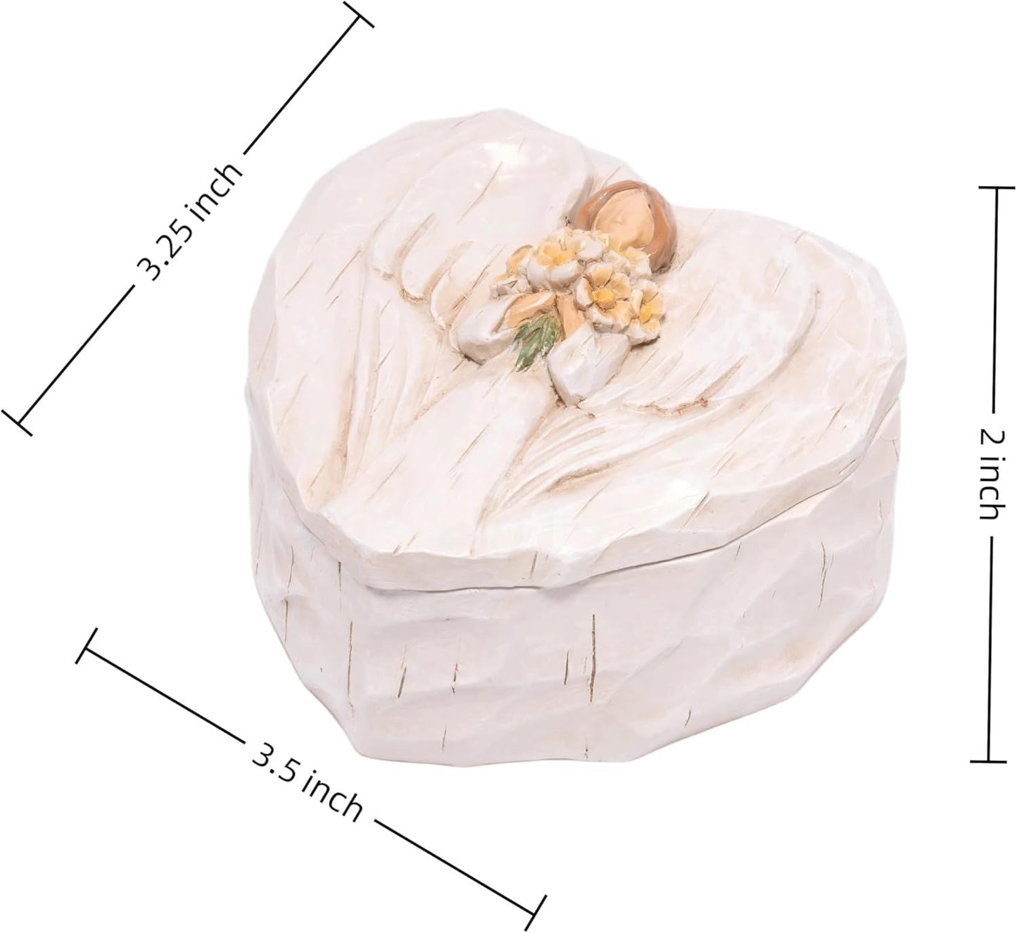 Angel Heart Jewelry Box, Bless You Resin Trinket Box for Women, Mother's Day Birthday Gift, March Birthday Gifts for Women, Valentine's Day Keepsake Decor